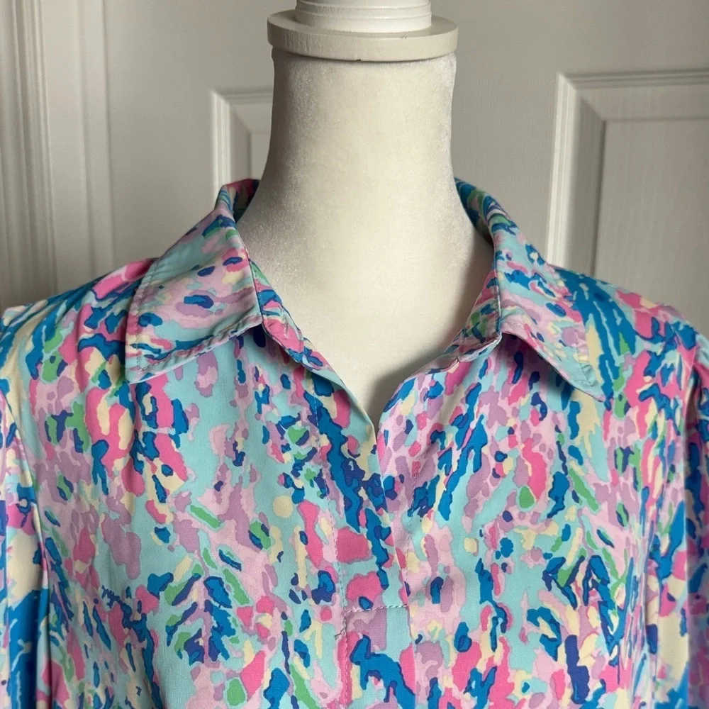 Amazon Women's Multicolor Button Down Shirt - Picture 3 of 15